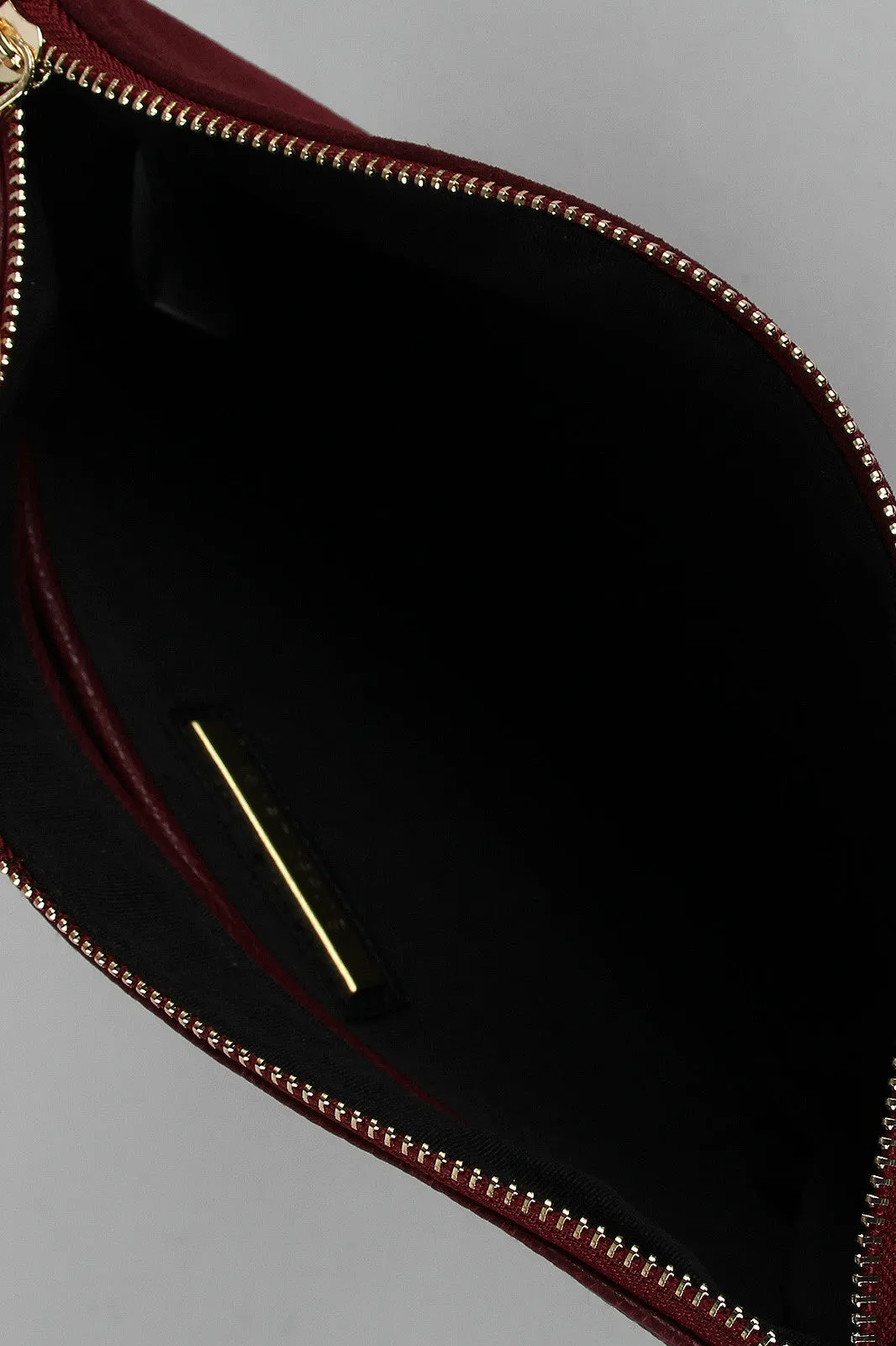 Two-Sided Suede And Vegan Leather Clutch