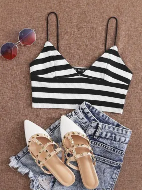 Two Tone Striped Bralette Top