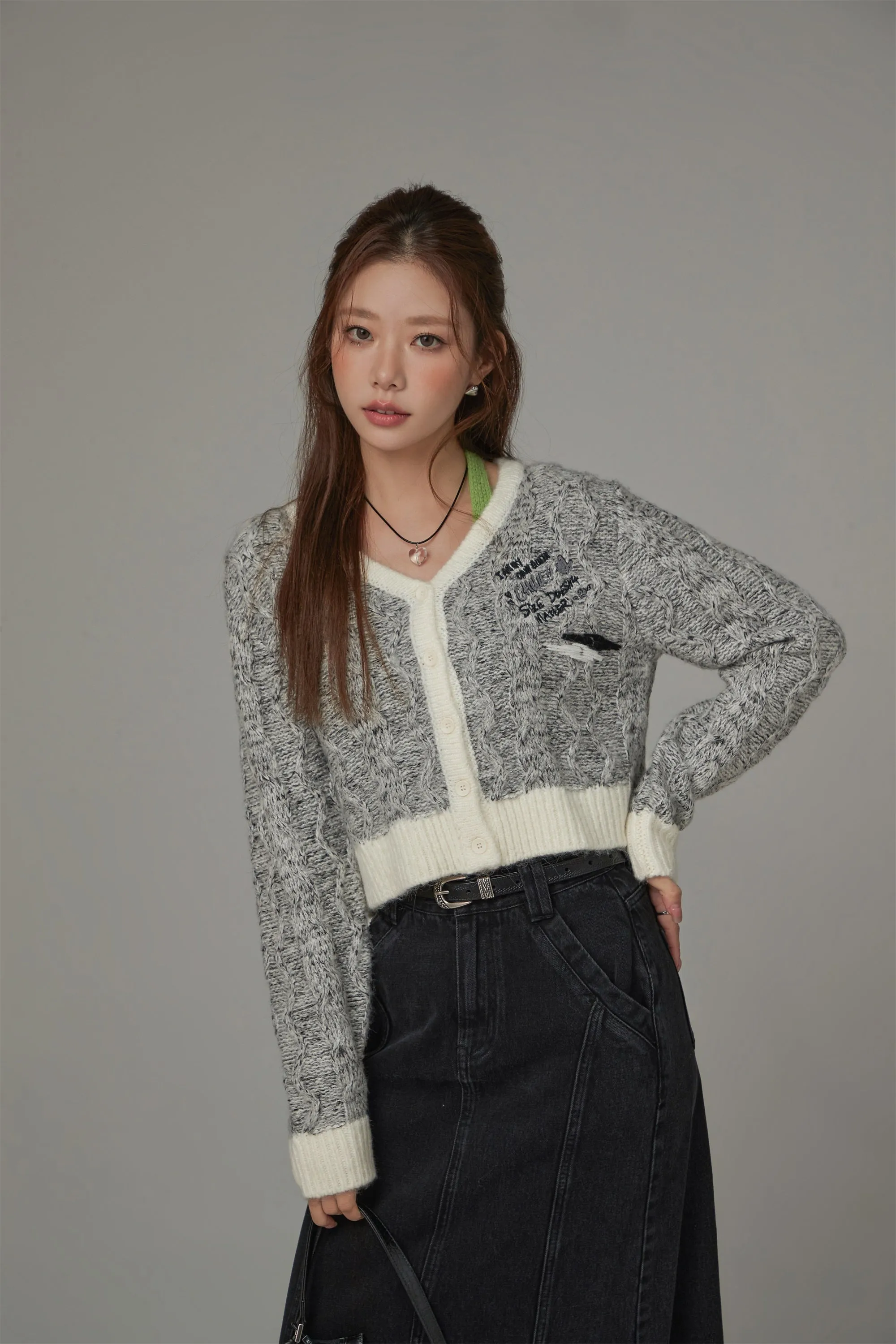 Two Toned Bunny Crop Cardigan
