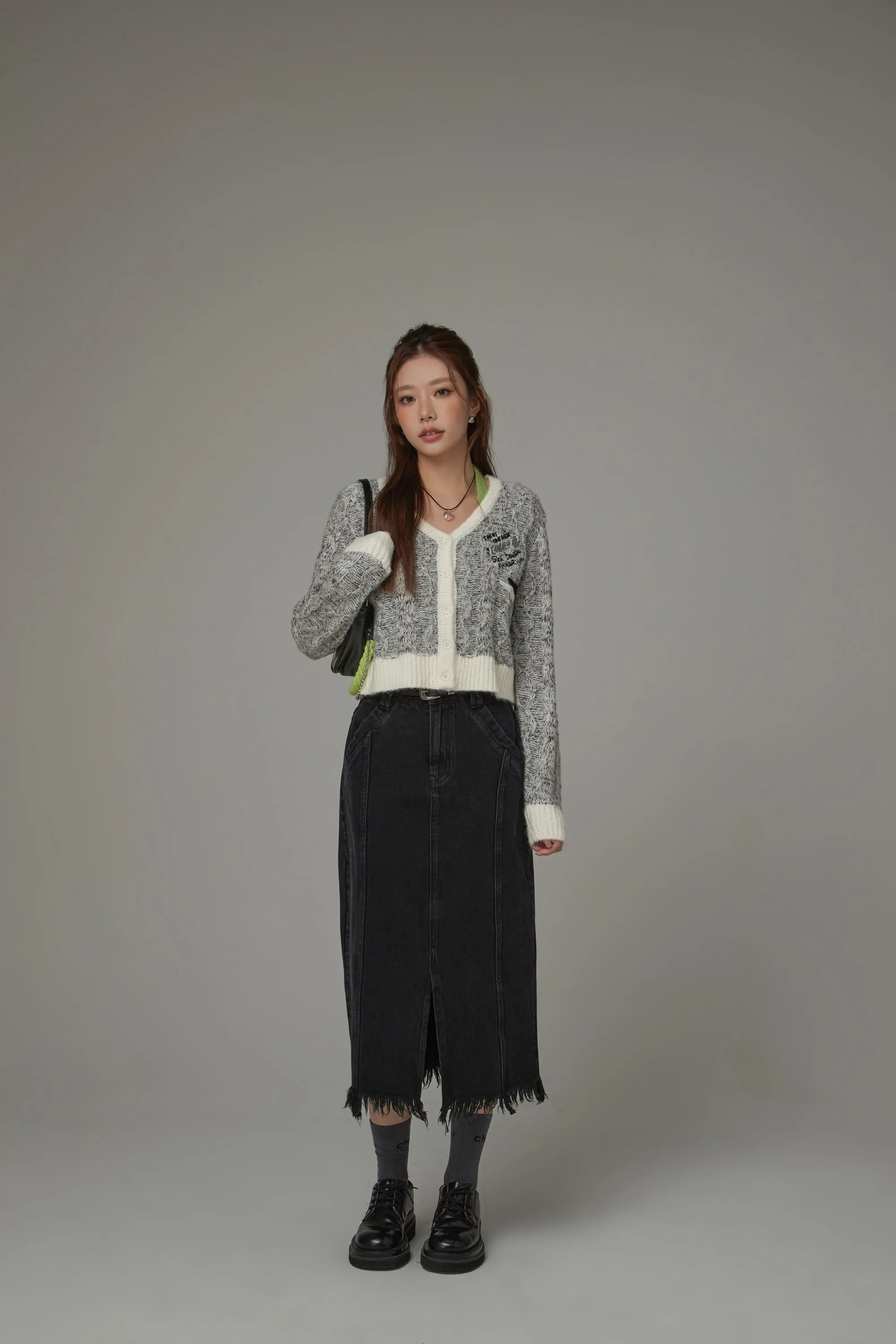 Two Toned Bunny Crop Cardigan