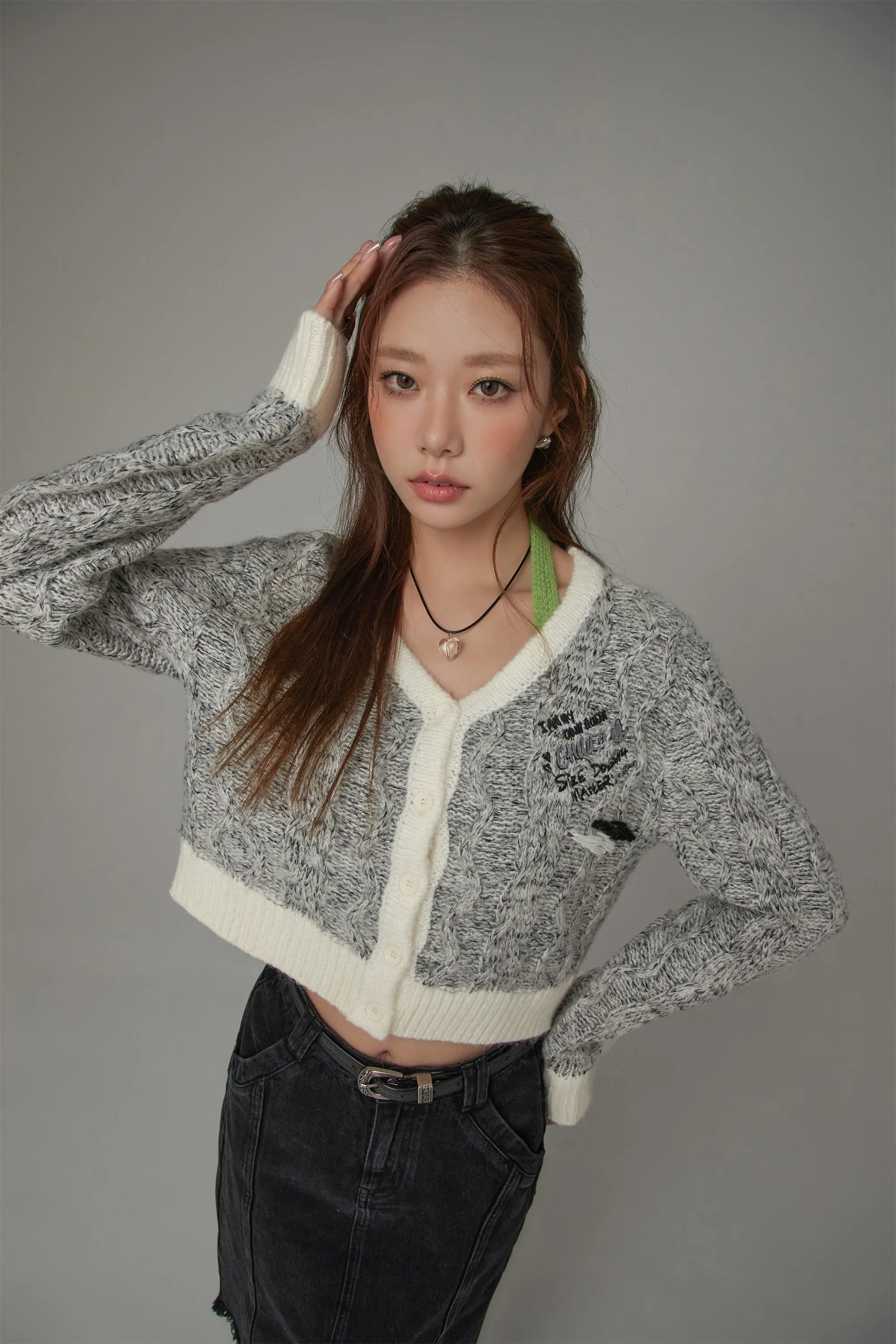 Two Toned Bunny Crop Cardigan