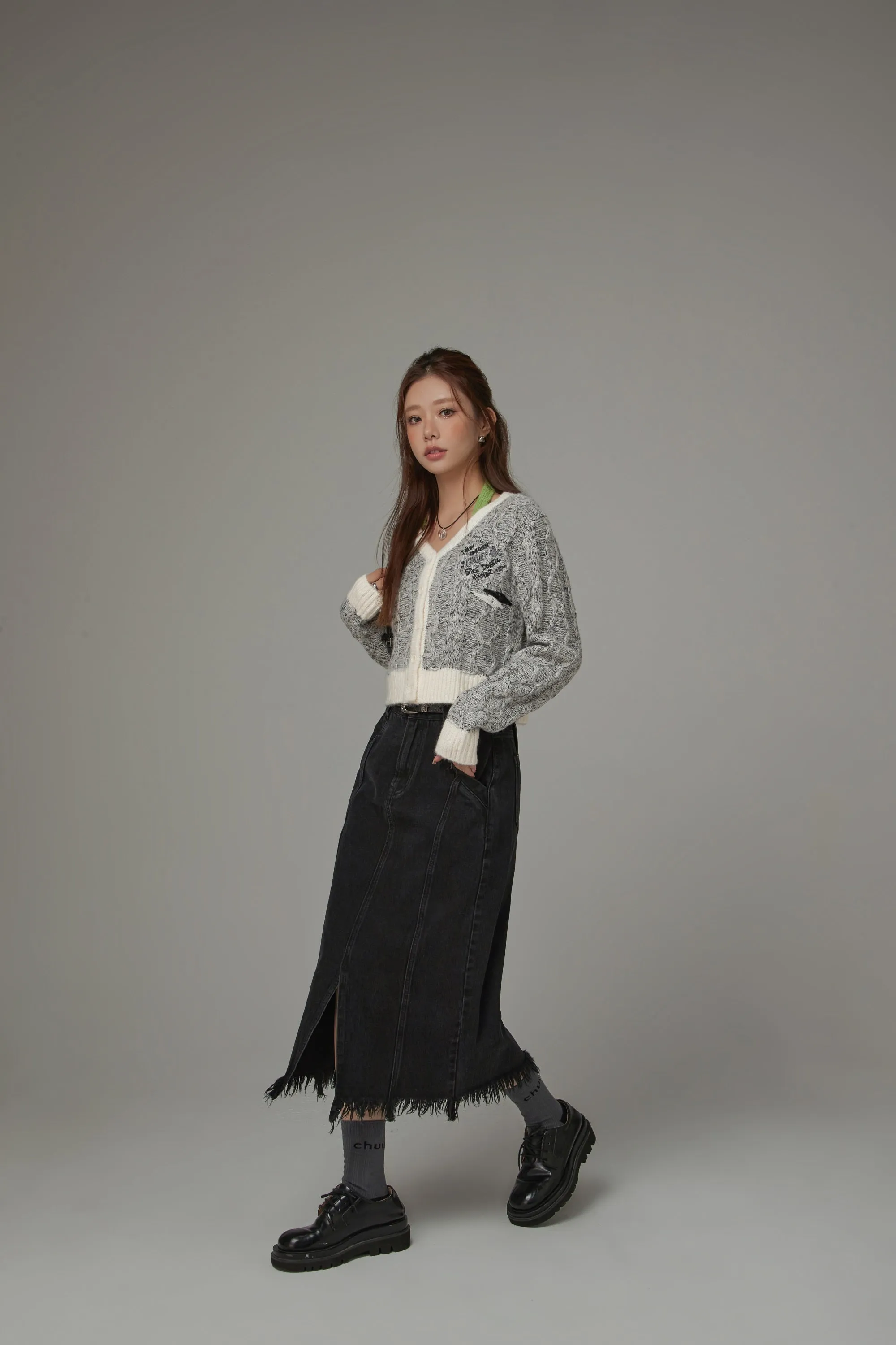 Two Toned Bunny Crop Cardigan