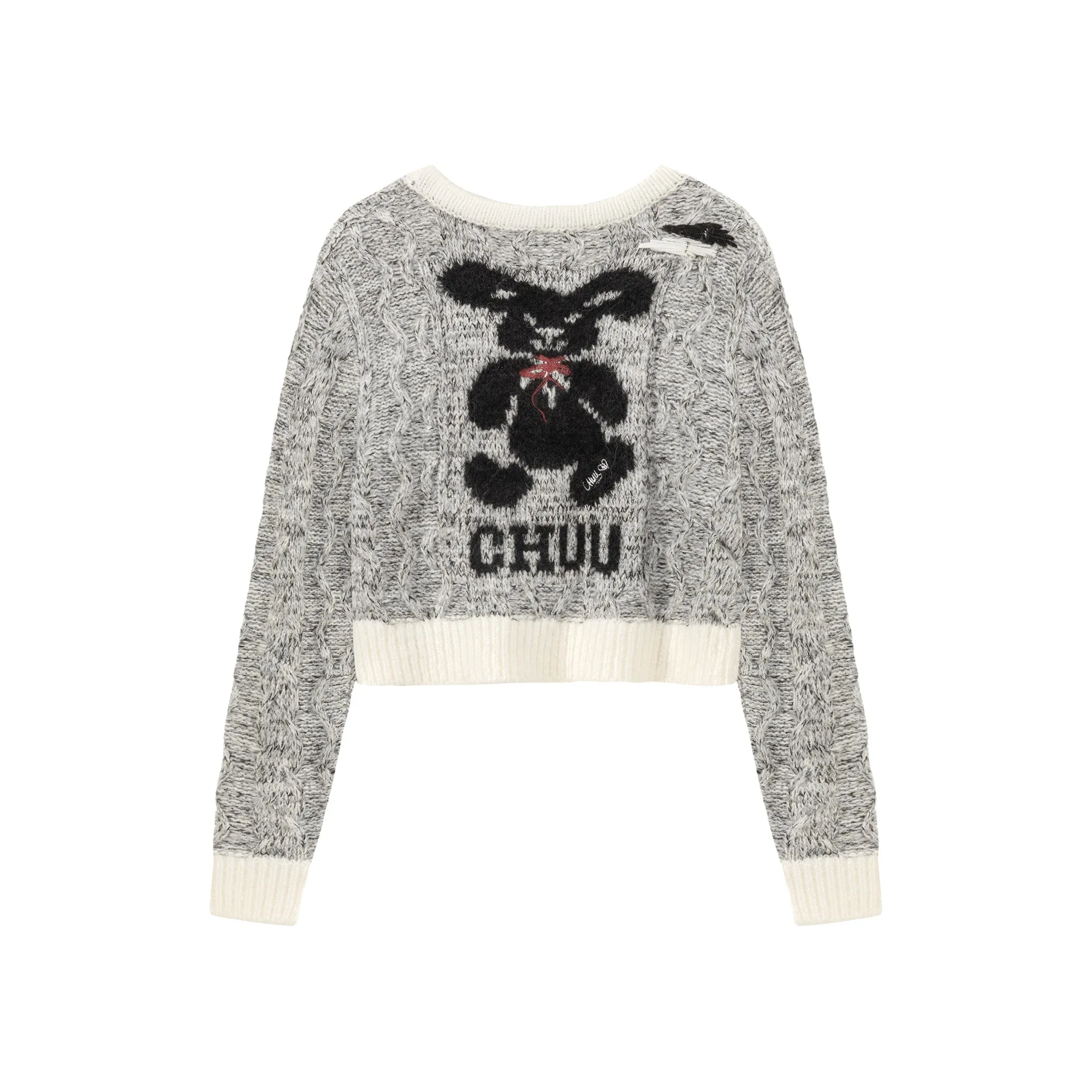 Two Toned Bunny Crop Cardigan