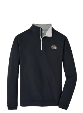 UGA Helmet Logo Perth Stretch Solid 1/4 Zip Black