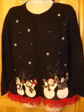Ugly Christmas Sweater Leopard Clothes on Celebrating Snowmen with Bling