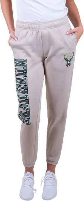Ultra Game NBA Official Women's Super Soft Active Fleece Sweatpants Joggers, Milwaukee Bucks|Milwaukee Bucks