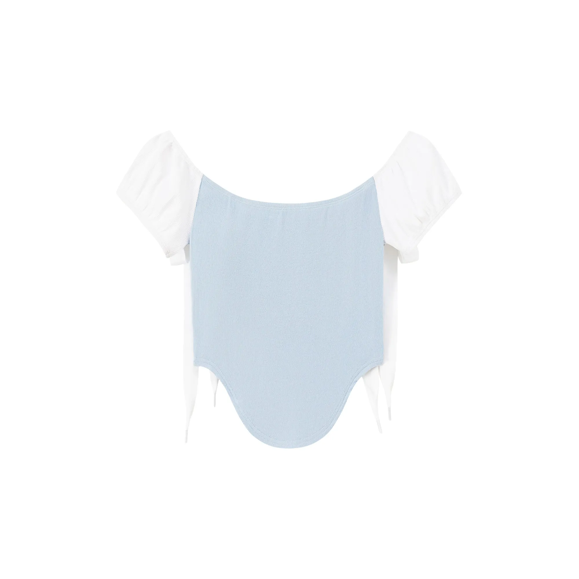 Unbalanced Chuu Lettering Ribbon Short Sleeve Top