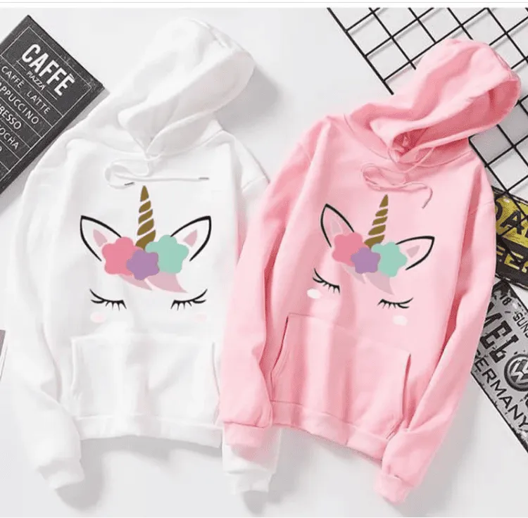 Unicorn face print hoodie