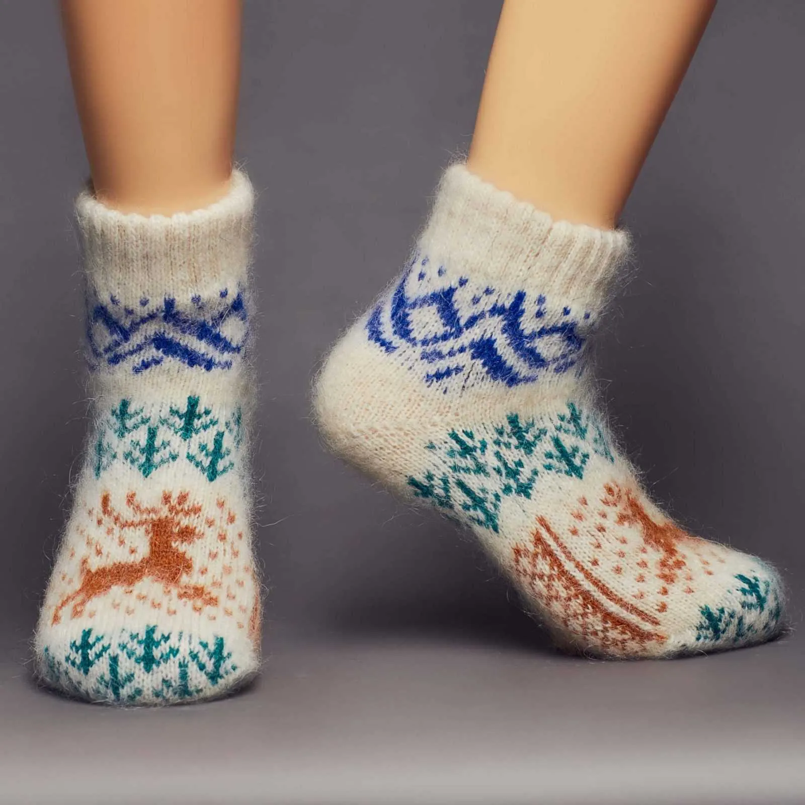 Unisex Alpine Forest Goat Wool Low-Cut Socks