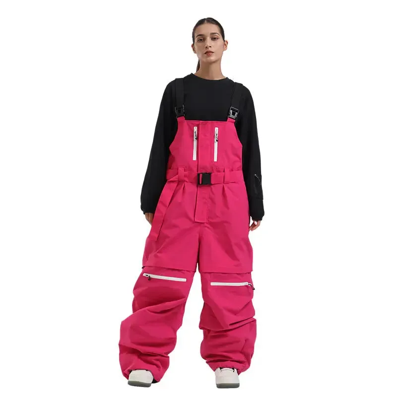 Unisex Baggy Snow Bibs Breathable Ski Overalls Pants