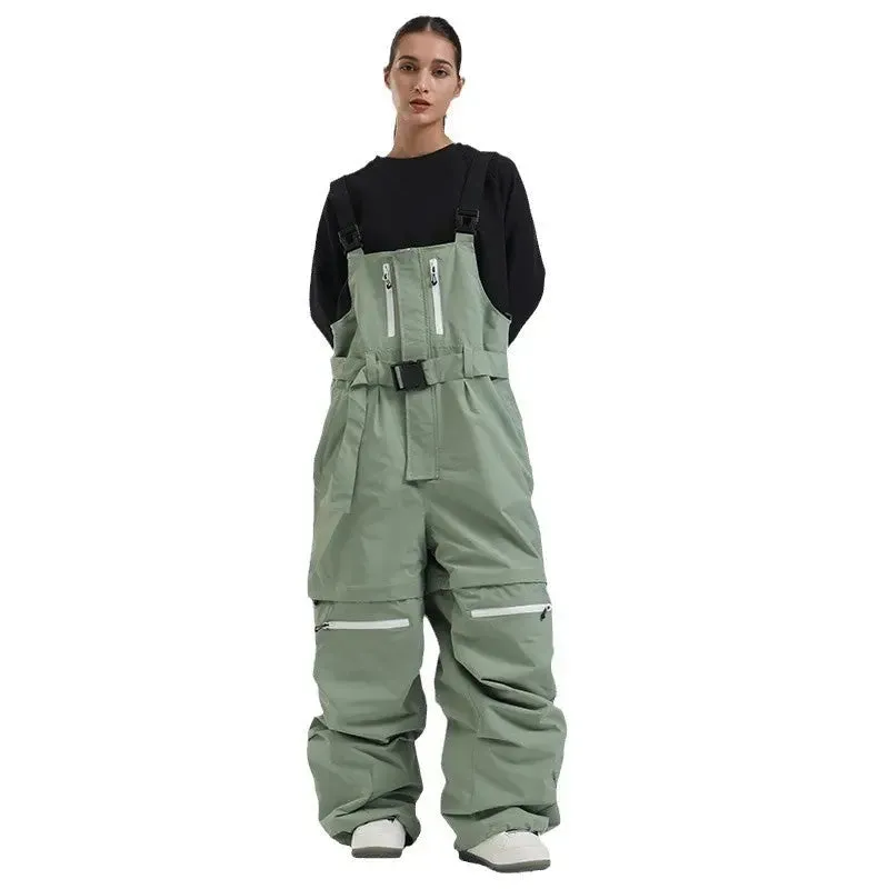 Unisex Baggy Snow Bibs Breathable Ski Overalls Pants
