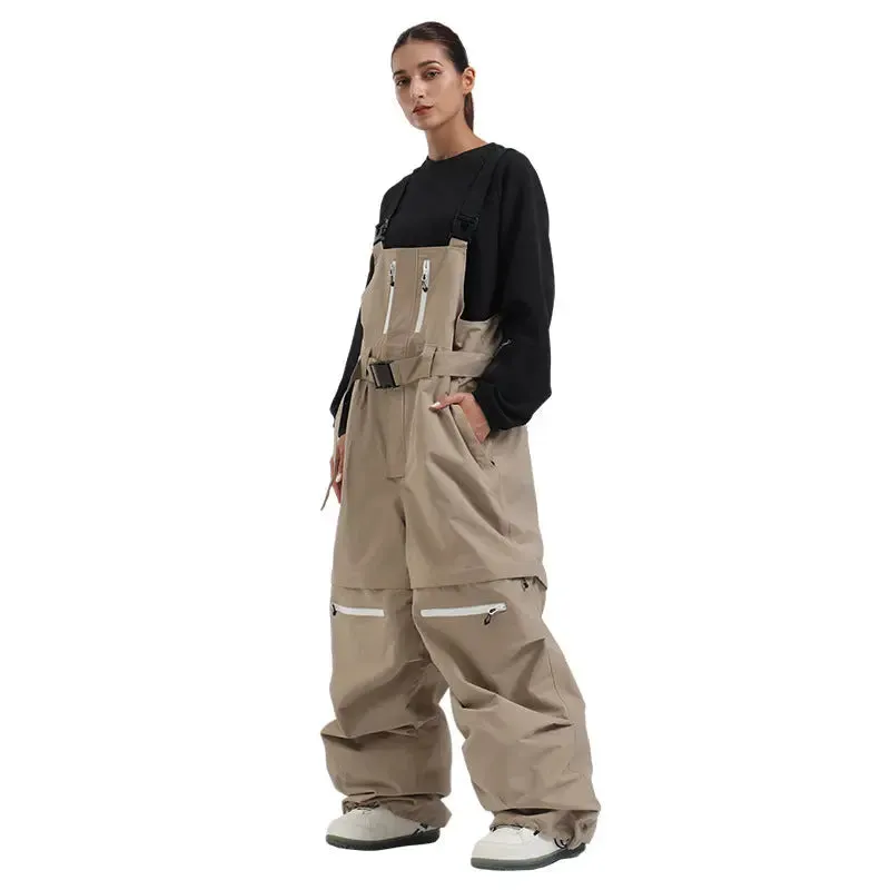 Unisex Baggy Snow Bibs Breathable Ski Overalls Pants