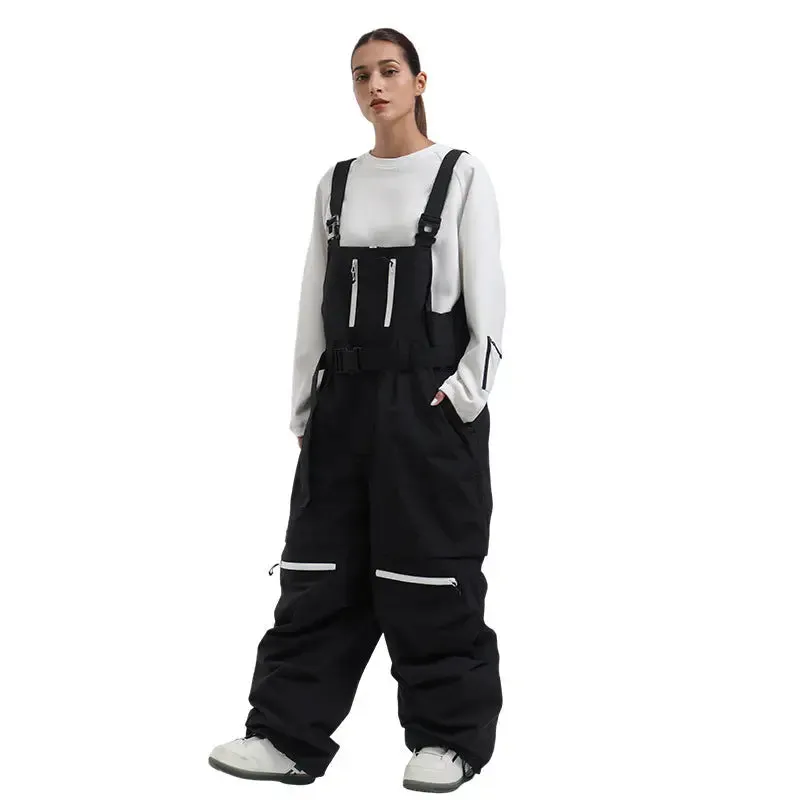 Unisex Baggy Snow Bibs Breathable Ski Overalls Pants