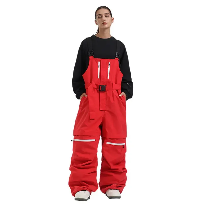 Unisex Baggy Snow Bibs Breathable Ski Overalls Pants