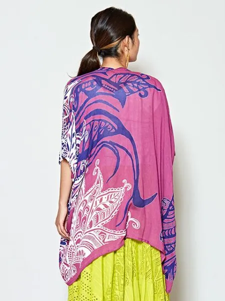 Unisex Ethnic Pattern Sheer KIMONO