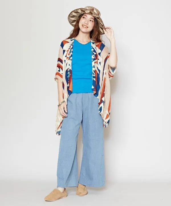 Unisex Ethnic Pattern Sheer KIMONO