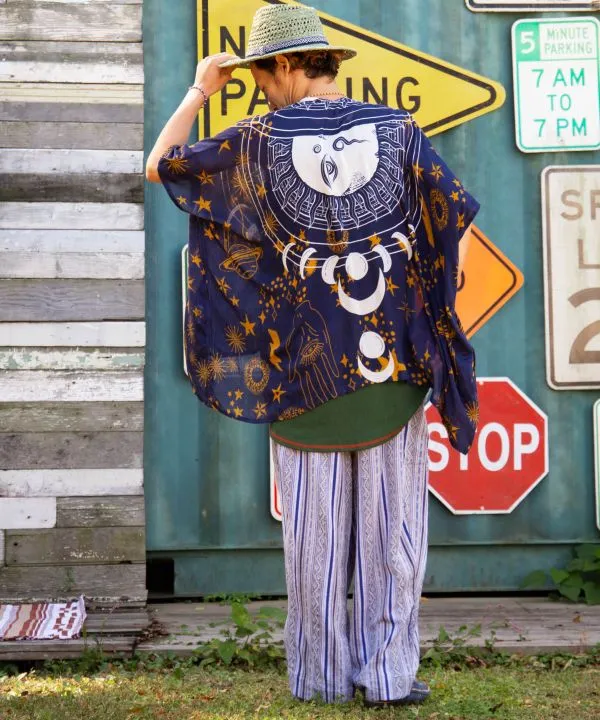 Unisex Ethnic Pattern Sheer KIMONO