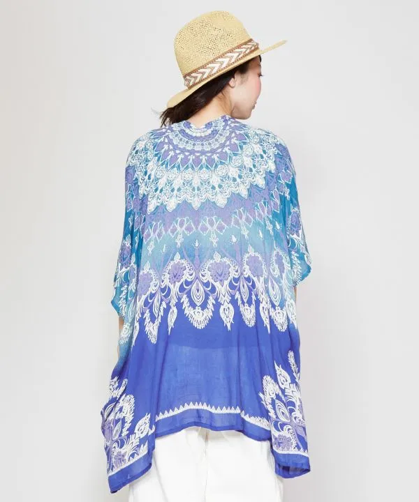 Unisex Ethnic Pattern Sheer KIMONO