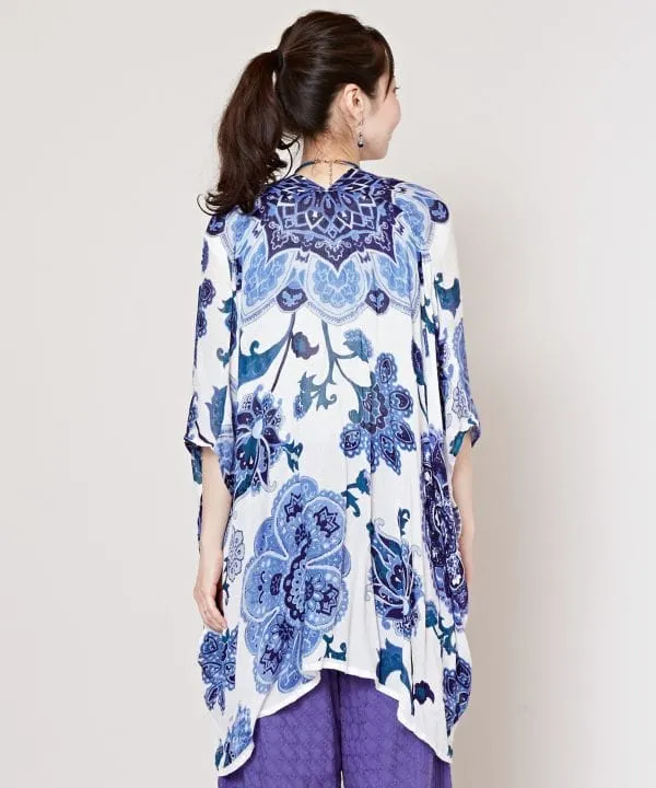 Unisex Ethnic Pattern Sheer KIMONO