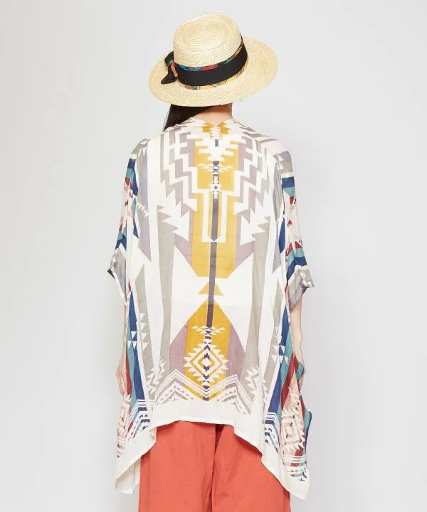 Unisex Ethnic Pattern Sheer KIMONO