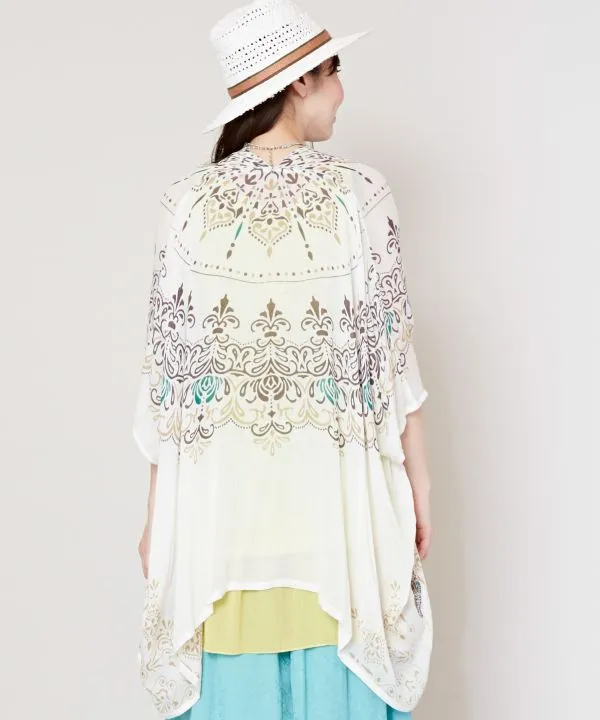 Unisex Ethnic Pattern Sheer KIMONO
