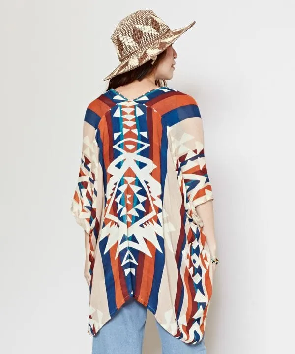 Unisex Ethnic Pattern Sheer KIMONO