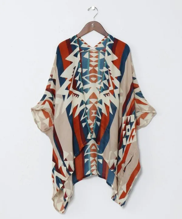 Unisex Ethnic Pattern Sheer KIMONO