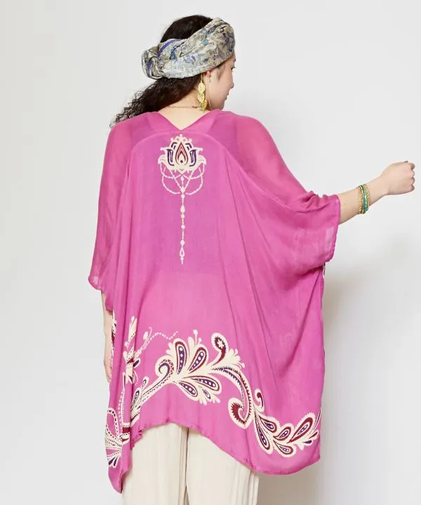 Unisex Ethnic Pattern Sheer KIMONO