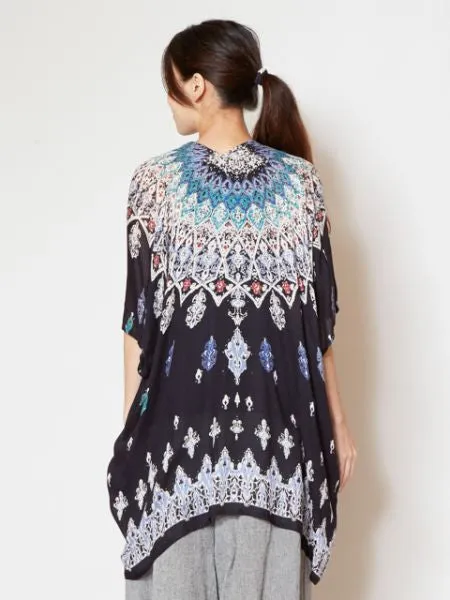 Unisex Ethnic Pattern Sheer KIMONO