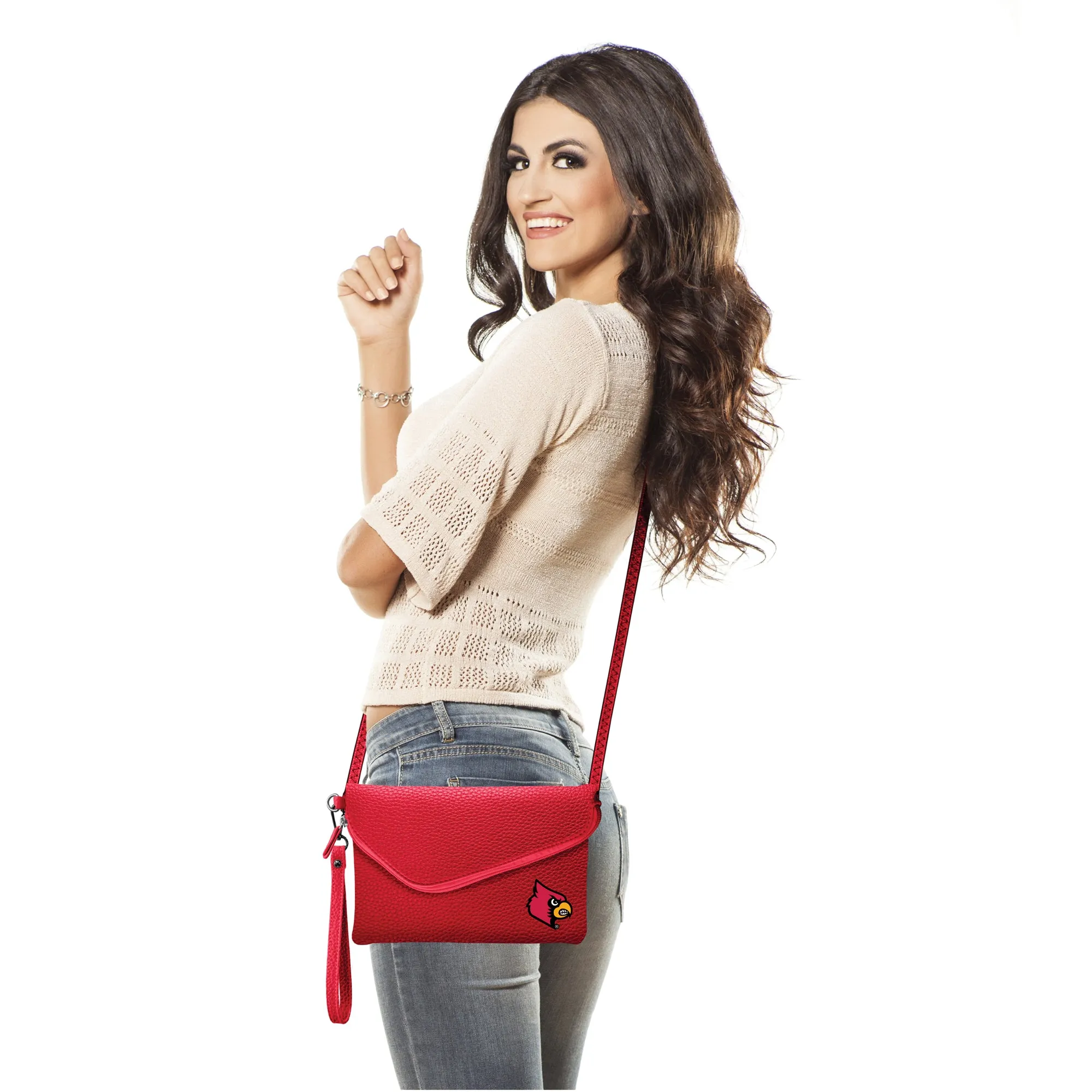 University of Louisville Fold Over Crossbody Pebble