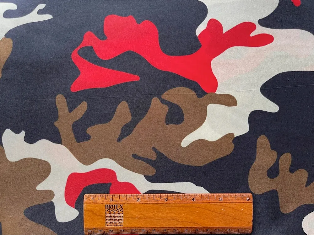 Updated Red & Walnut Camo Rayon Bemberg Lining (Made in Italy)