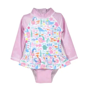 UPF 50  Alissa Infant Ruffle Rash Guard Swimsuit -D