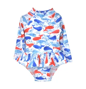 UPF 50  Alissa Infant Ruffle Rash Guard Swimsuit - F