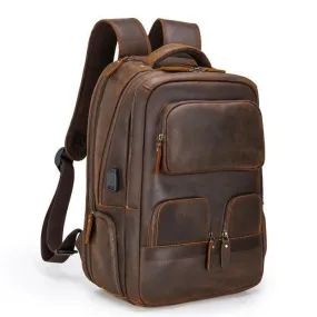 Urban Leather Weekender Backpack Large Capacity Travel Bag
