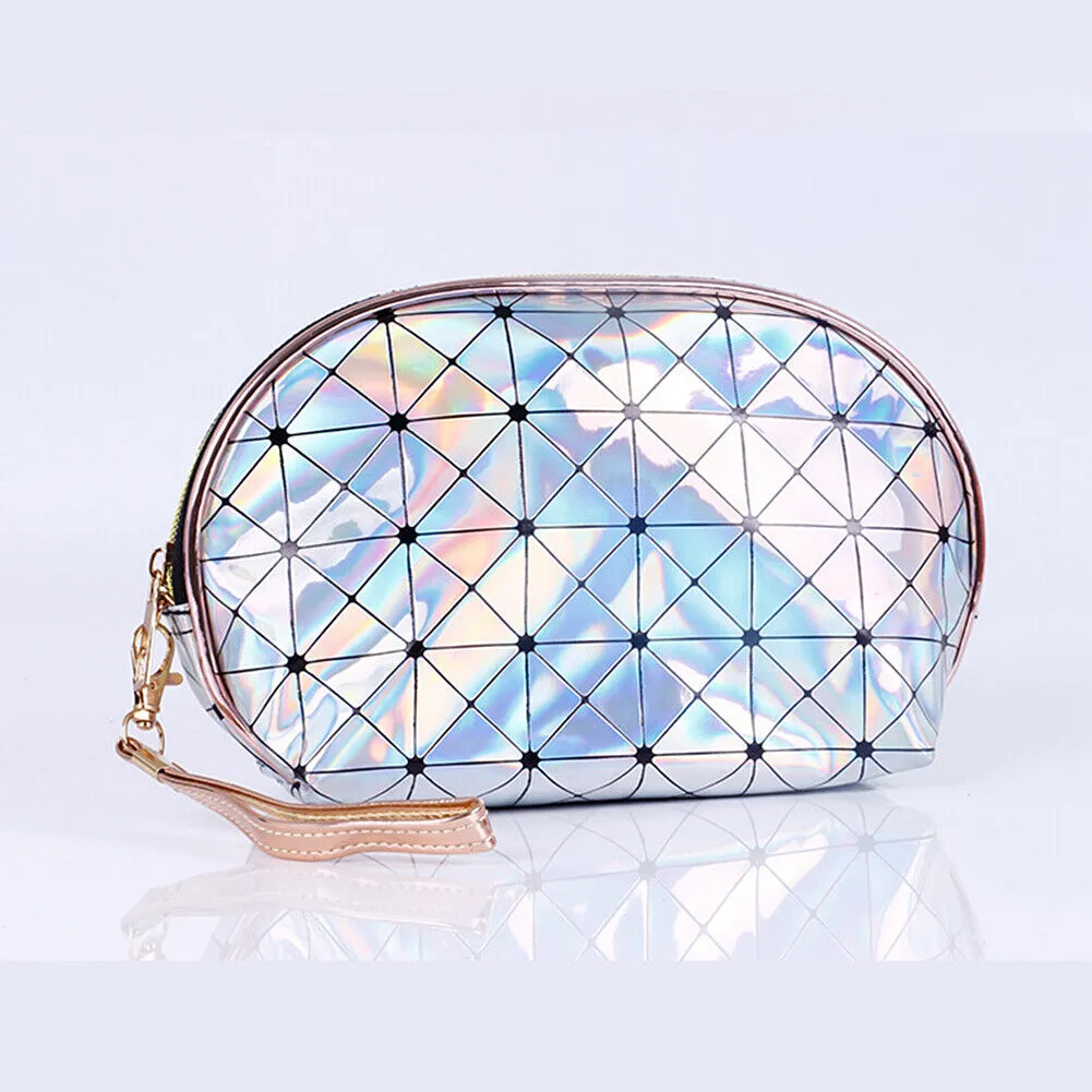 US Holographic Portable Travel Cosmetic Makeup Bag PU Handy Toiletry Waterproof