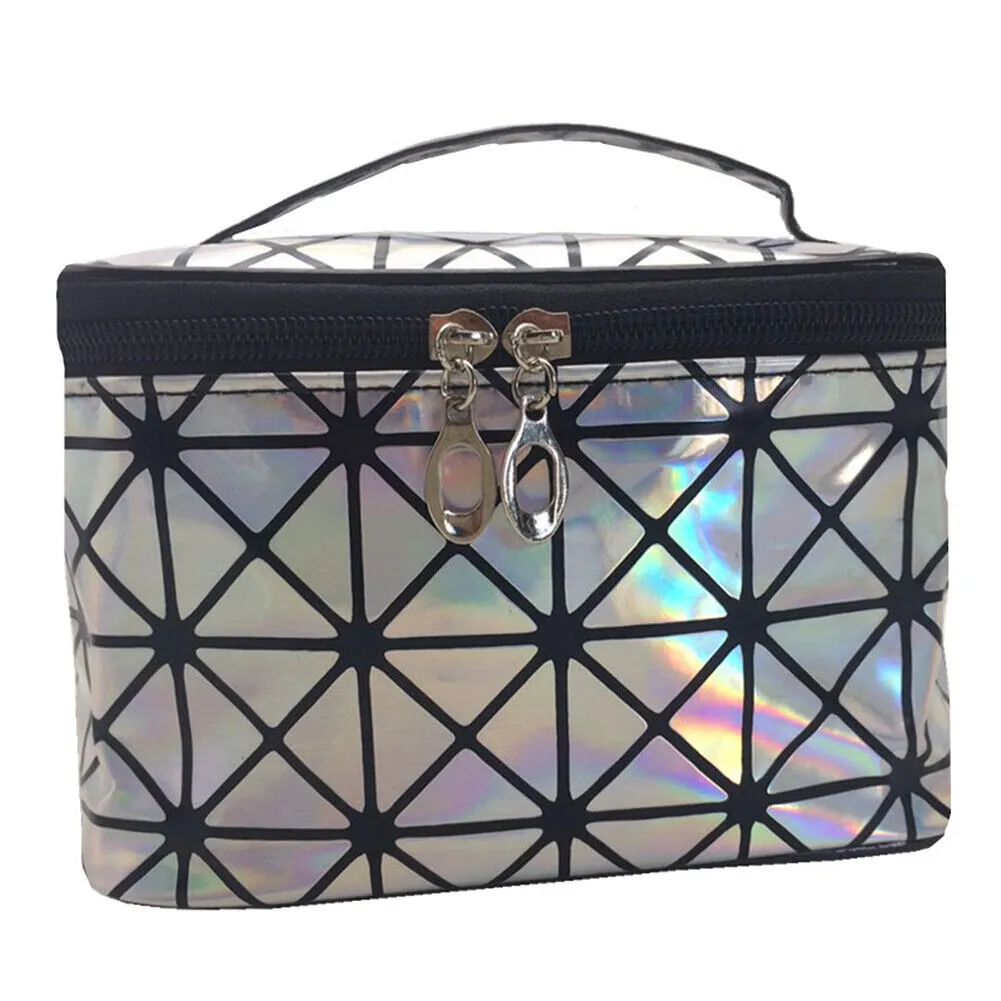 US Holographic Portable Travel Cosmetic Makeup Bag PU Handy Toiletry Waterproof