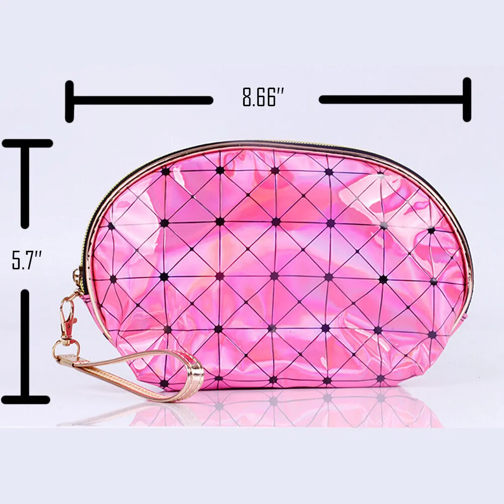 US Holographic Portable Travel Cosmetic Makeup Bag PU Handy Toiletry Waterproof