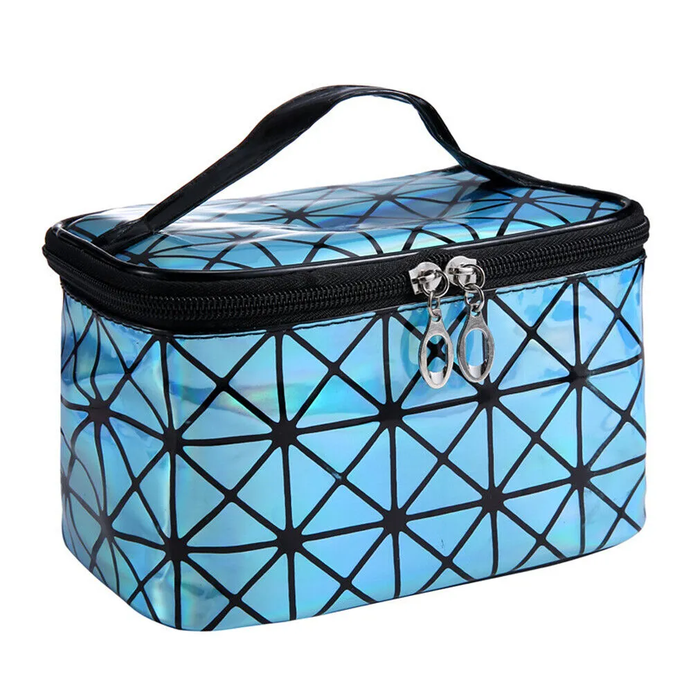 US Holographic Portable Travel Cosmetic Makeup Bag PU Handy Toiletry Waterproof