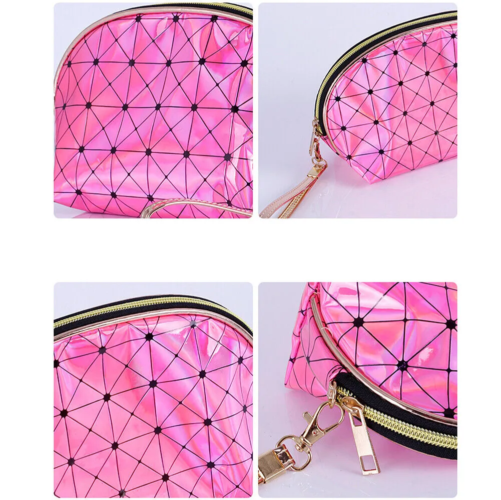 US Holographic Portable Travel Cosmetic Makeup Bag PU Handy Toiletry Waterproof