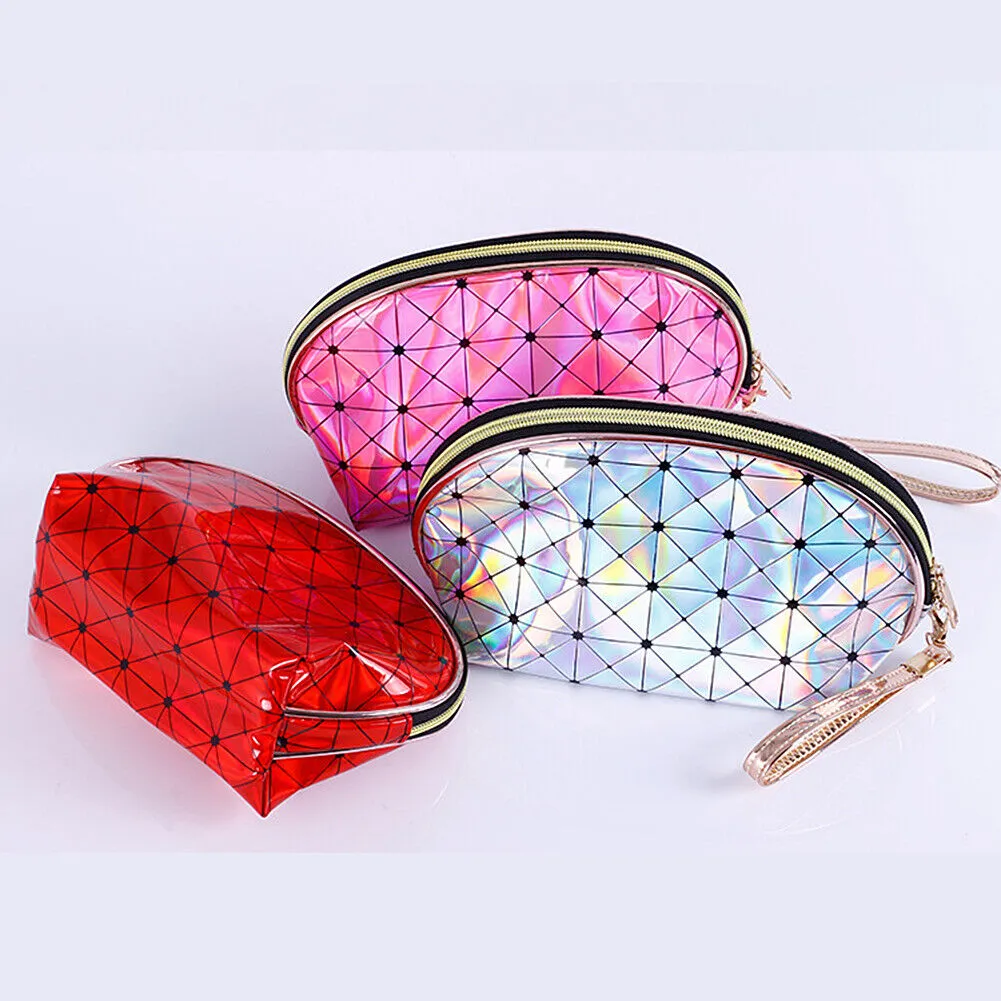 US Holographic Portable Travel Cosmetic Makeup Bag PU Handy Toiletry Waterproof