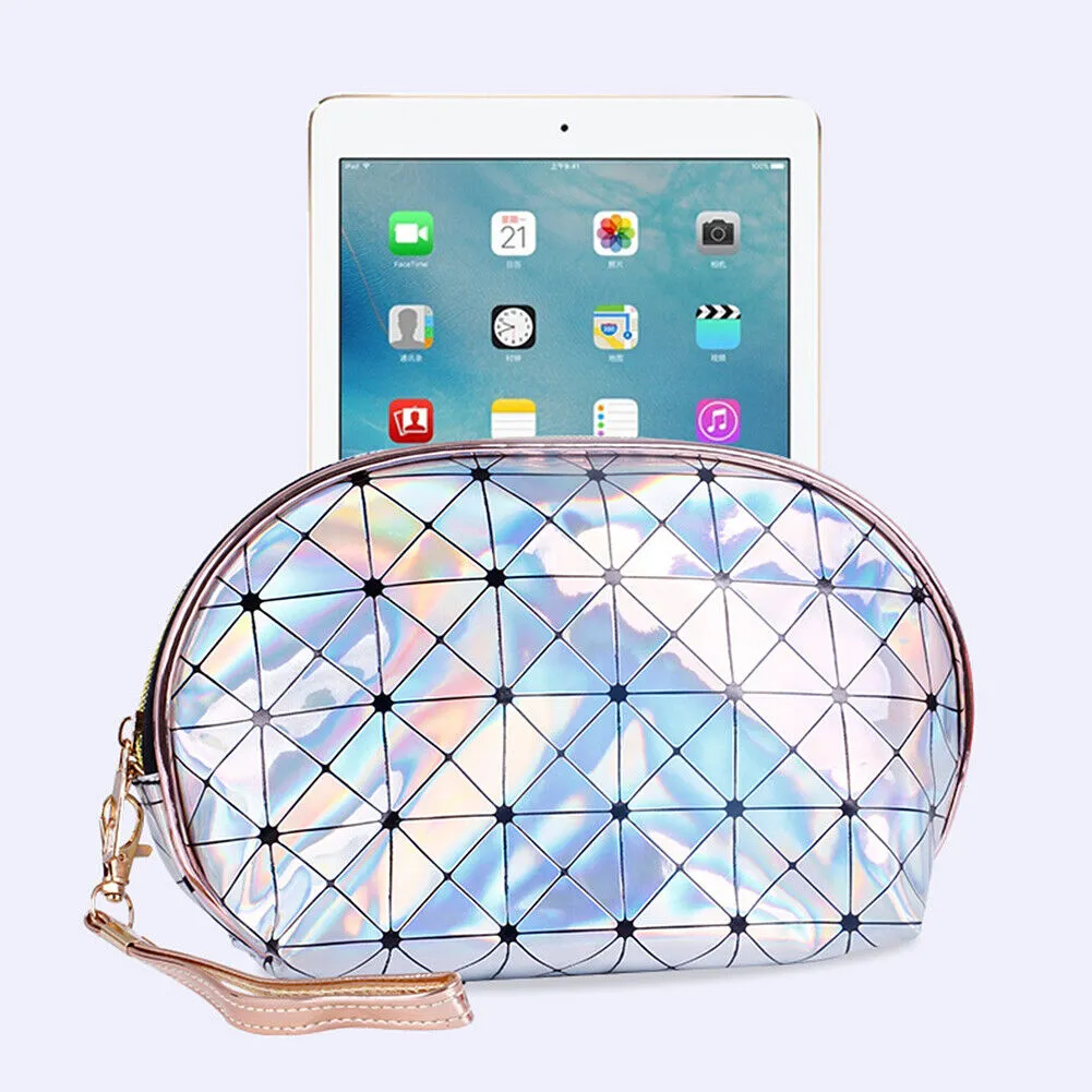 US Holographic Portable Travel Cosmetic Makeup Bag PU Handy Toiletry Waterproof