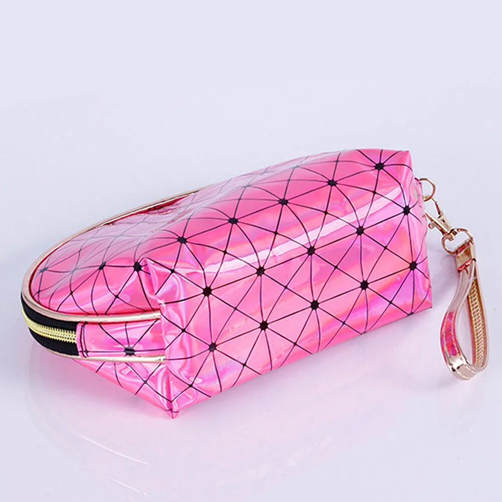 US Holographic Portable Travel Cosmetic Makeup Bag PU Handy Toiletry Waterproof