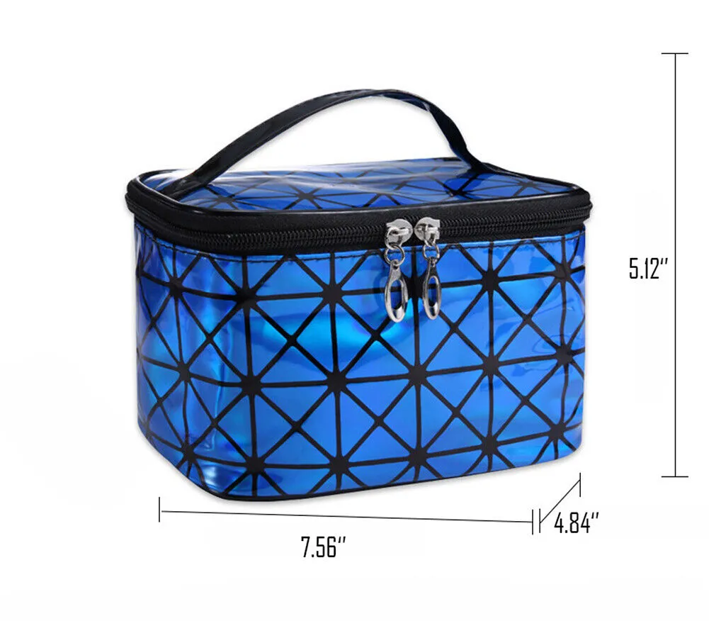 US Holographic Portable Travel Cosmetic Makeup Bag PU Handy Toiletry Waterproof