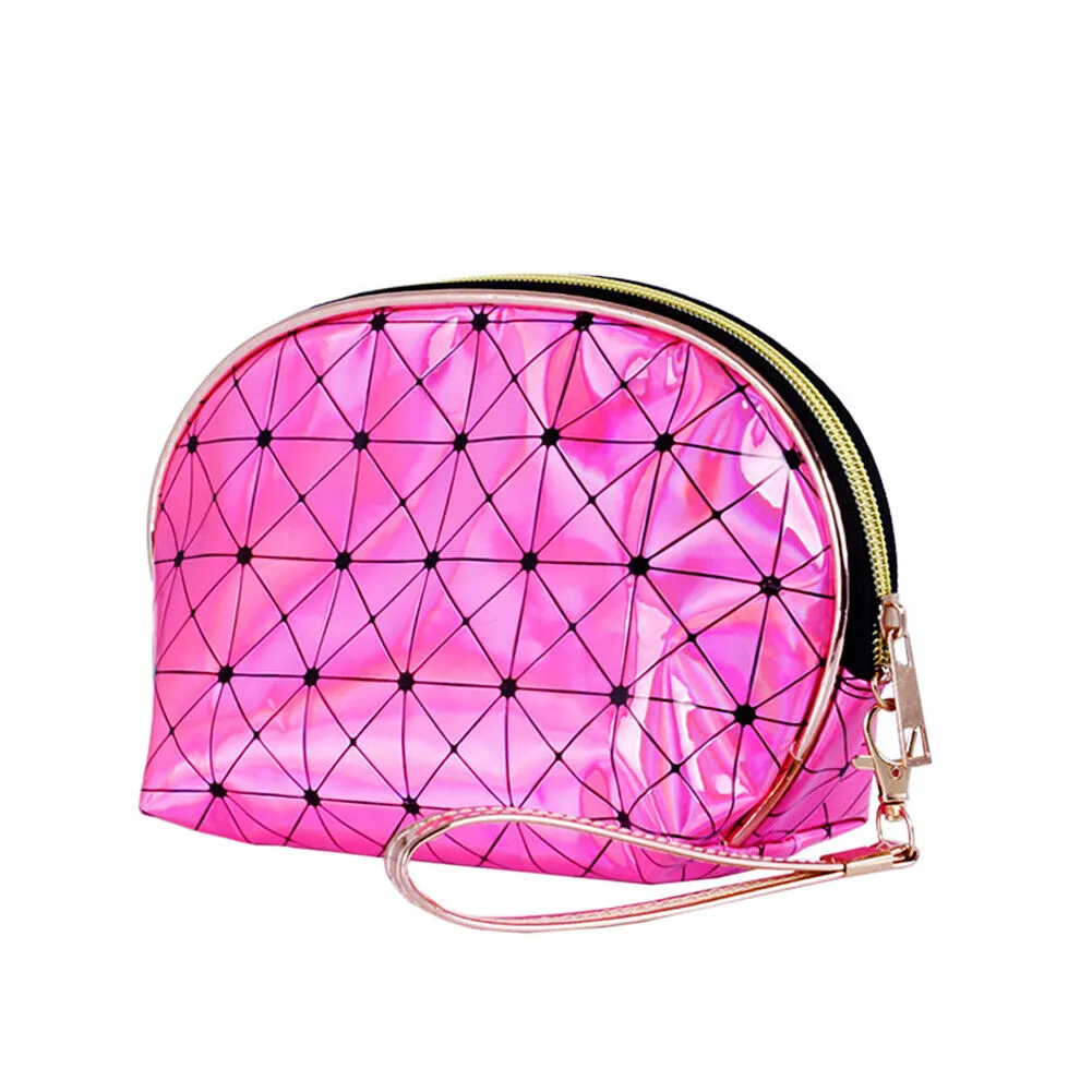 US Holographic Portable Travel Cosmetic Makeup Bag PU Handy Toiletry Waterproof