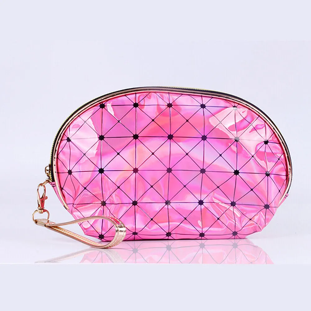US Holographic Portable Travel Cosmetic Makeup Bag PU Handy Toiletry Waterproof
