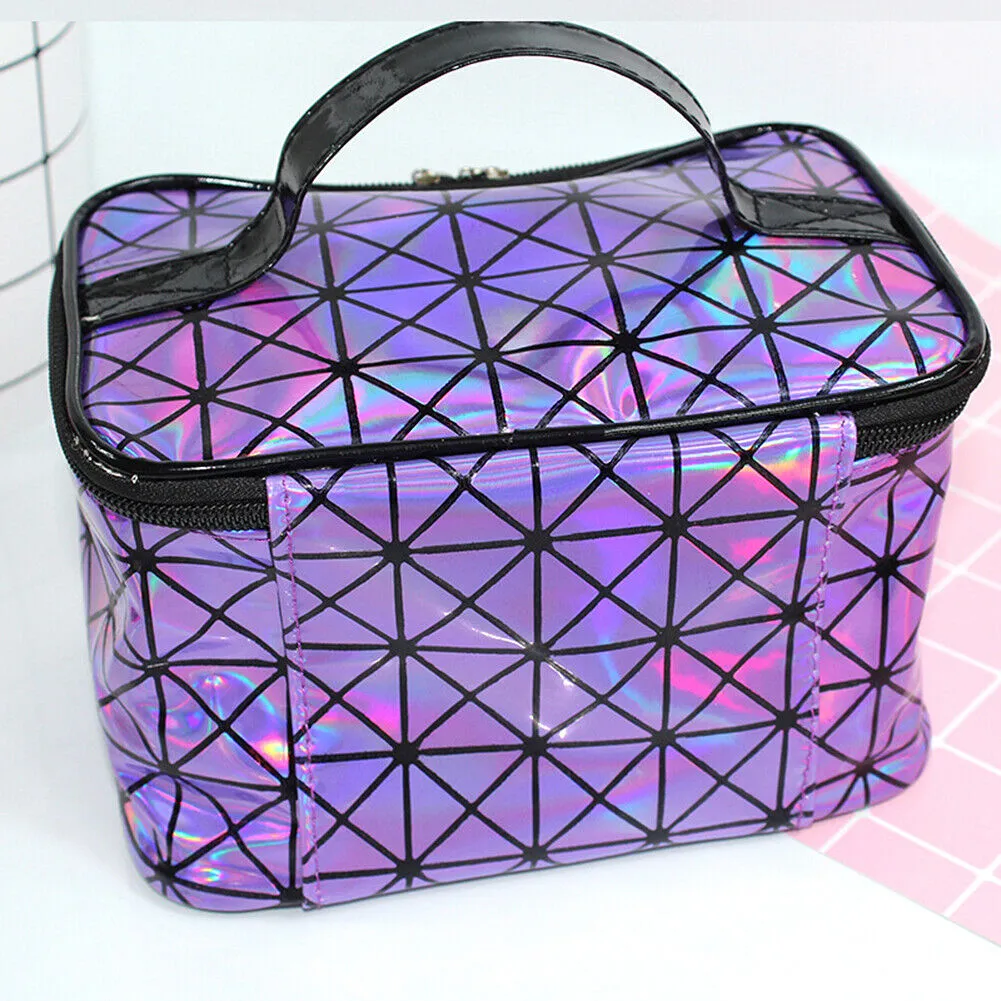 US Holographic Portable Travel Cosmetic Makeup Bag PU Handy Toiletry Waterproof