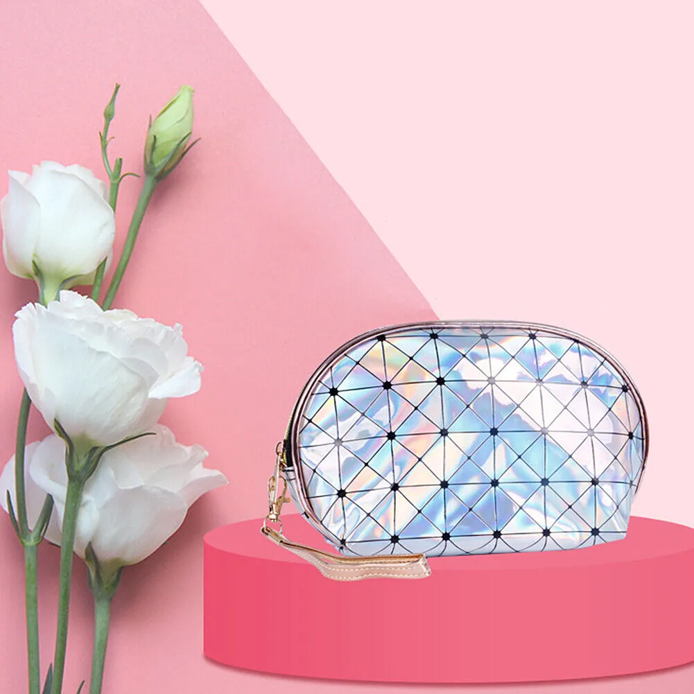US Holographic Portable Travel Cosmetic Makeup Bag PU Handy Toiletry Waterproof