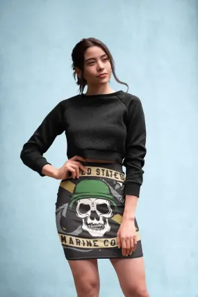 USMC Skull Mascots Vector Pencil Skirt