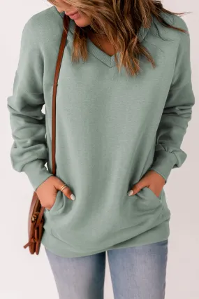 V-Neck Dropped Shoulder Sweatshirt