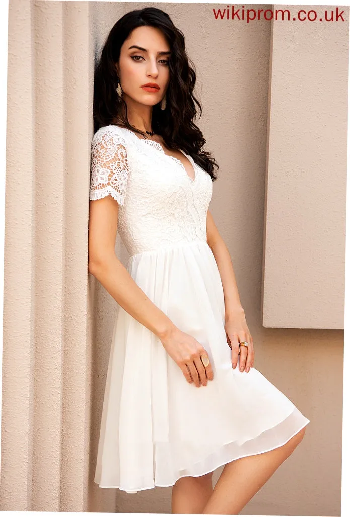 V-neck Homecoming Chiffon Kelsey Knee-Length Dress With Homecoming Dresses Lace A-Line